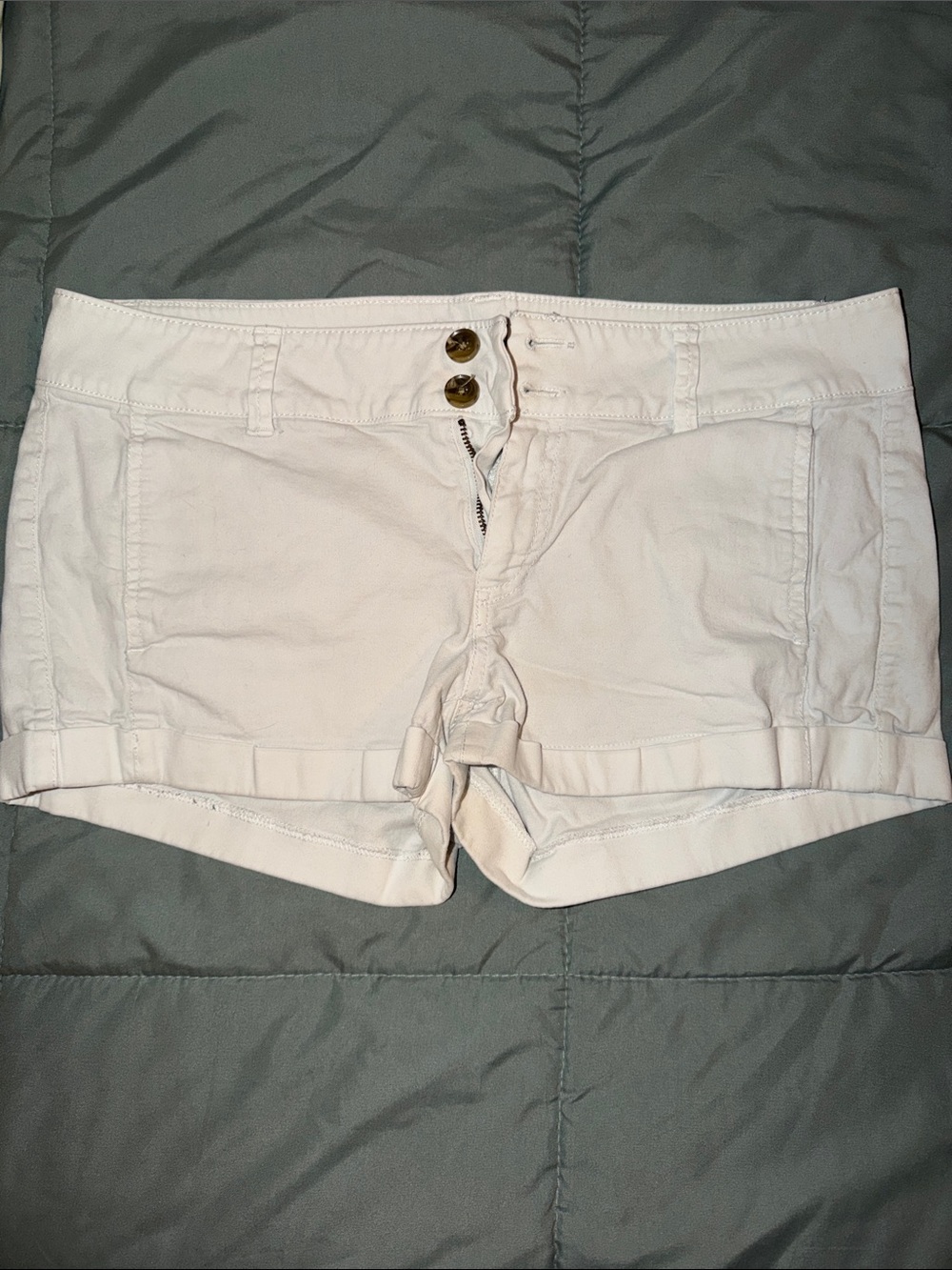 Express White Low-Rise Button-Front Denim Shorts